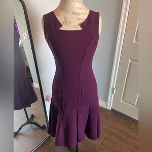 Oscar de la Renta Purple Sheath Midi Dress